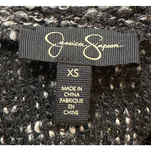 2/$15 Jessica Simpson Wool Blend Kitten Sweater Black Gray Metallic Size XS - Picture 10 of 13
